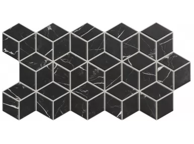 Rhombus Marquina 26.5x51. Płytka gresowa imitacja czarny marmur, romby.